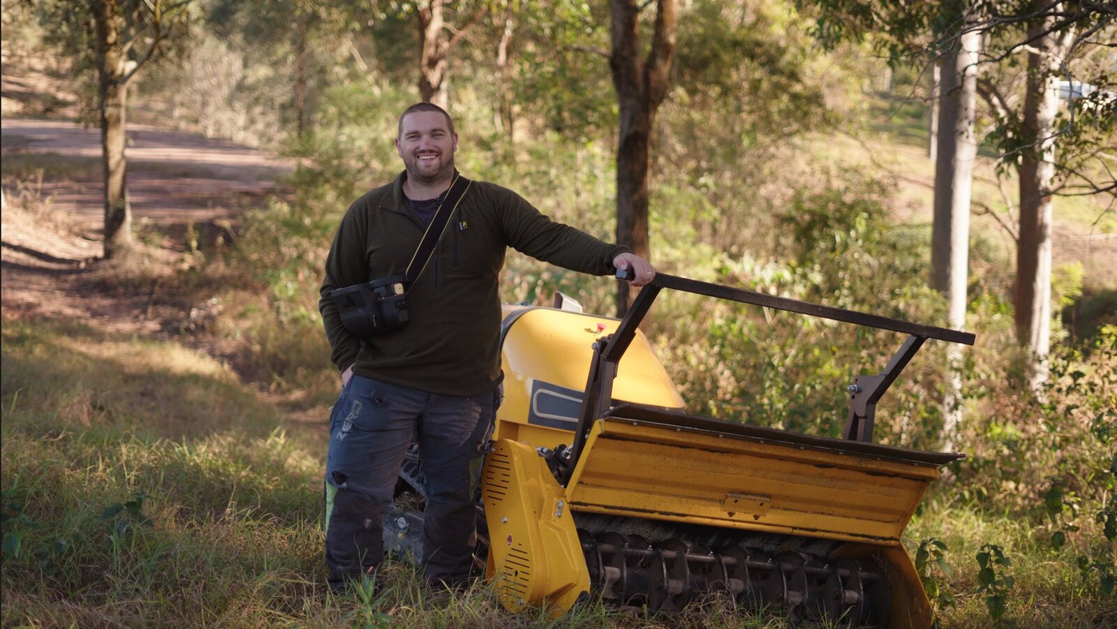 Jordan from Harman Trees & Contracting with the remote mulcher